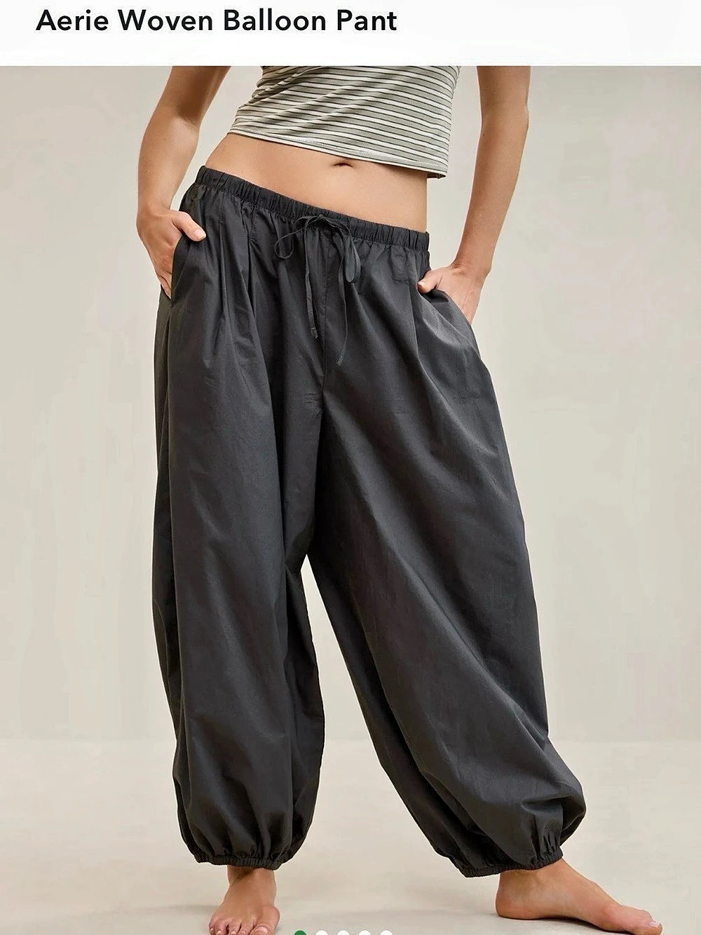 Aerie Woven Balloon Pant Black